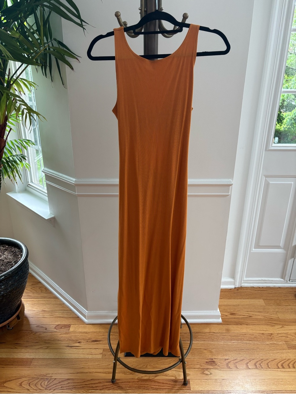 Anthropologie L*Soace Ribbed Sleeveless Maxi Dress in Burnt Orange